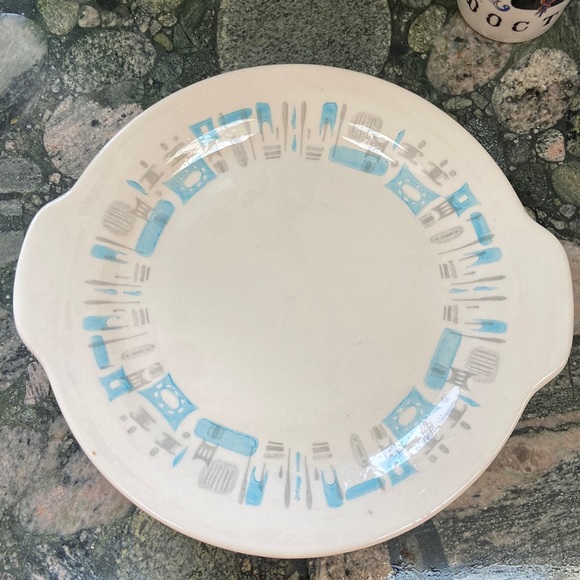Blue Heaven Other - Vintage Royal China Blue Heaven 10.5" Cake Plate Handles Atomic Retro Blue Gray